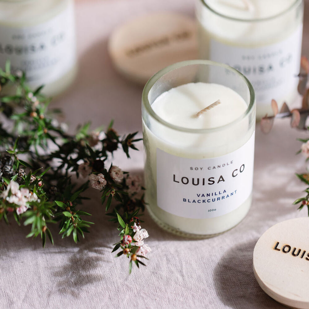 Vanilla Blackcurrant Soy Candles - By Louisa Co